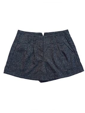 ELLE ~ High Waist Tweed Charcoal Cuffed Shorts w/Front Pockets
